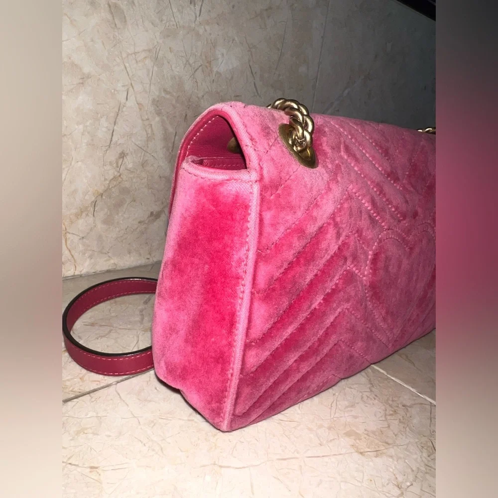 Gucci GG Marmont Velvet Small Bag – Fuchsia Pink | COA - Picture 3 of 11